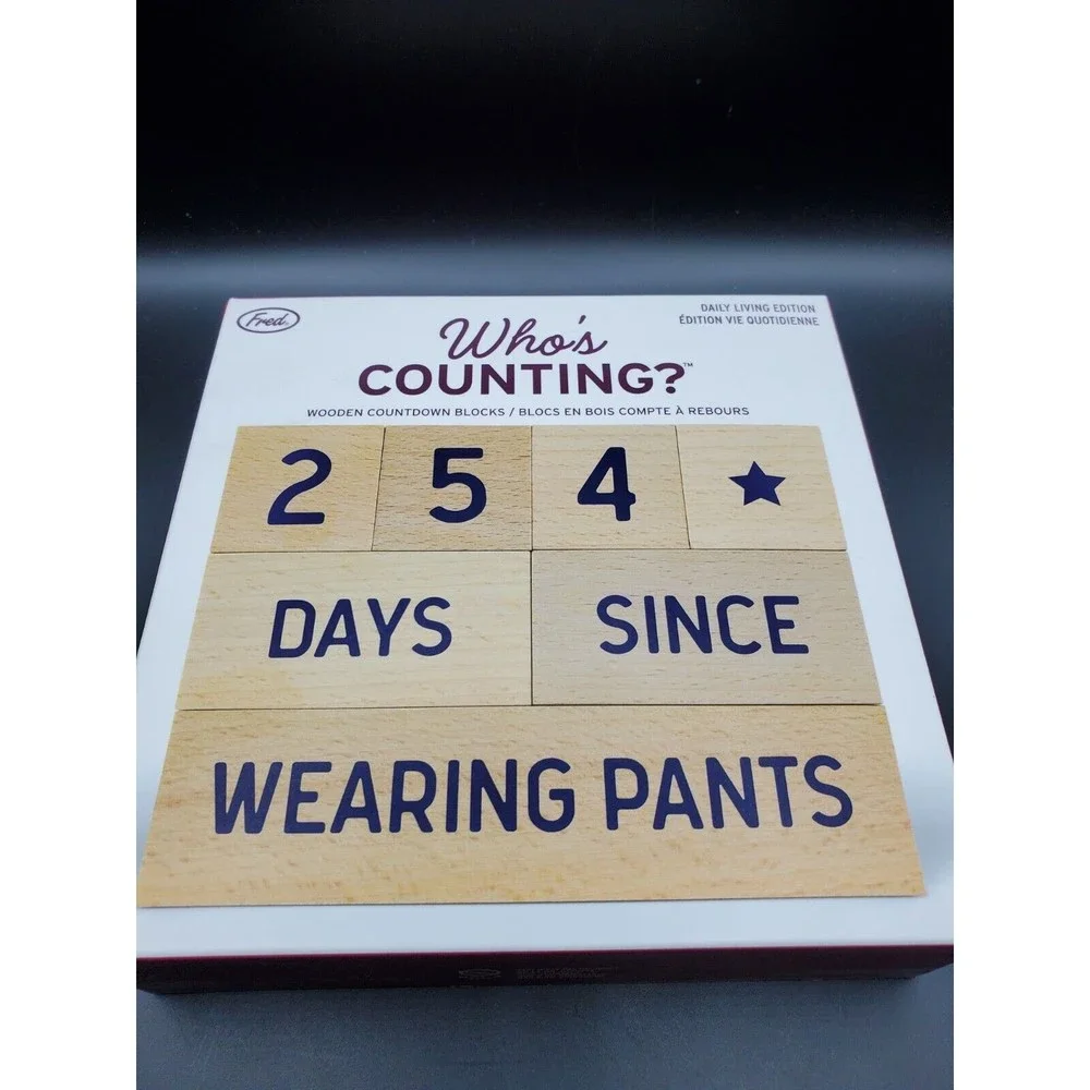 New In Box Who's Counting Wooden Countdown Blocks By FRED Daily Living Edition